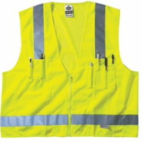 Ergodyne 150-21425 Lime Surveyor Vest Solid/Mesh Zip