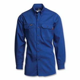 LAPCO IRO7-L-REG IR07 Flame-Resistant Long-Sleeved Uniform Shirt, 7 oz, 100% Cotton, Blue, Large
