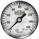 Dixon Valve & Coupling GC235 Standard Dry Gauges, 0 To 200 Psi, 1/4 In Npt(M), Center Back Mount