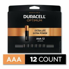 Duracell DUROPT2400B12PR Optimum Alkaline Battery, Aaa, 12/Pk