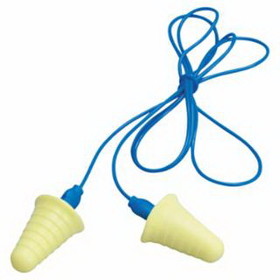 3M 247-318-1009 E-A-R Push-Ins W/Grip Ring Foam Earplugs, Polyurethane, Blue/Yellow, Corded