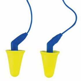 3M 247-318-4001 E-A-R Push-Ins Softouch Earplug, Polyurethane, Blue/Yellow, Corded