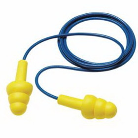 3M 247-340-4004 E-A-R Ultrafit Earplugs, Elastomeric Polymer, Yellow, Corded, Box