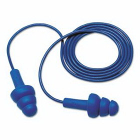 3M 247-340-4007 E-A-R Ultrafit Earplugs, Elastomeric Polymer, Blue, Corded, Poly Bag