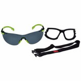 3M S1202SGAF-KT Solus™ 1000 Series Protective Eyewear, Anti-Scratch and Anti-Fog Coating, Green/Black Frame, Gray Lens Color