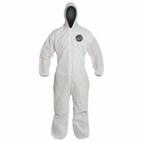 Dupont  Proshield® 10 Coverall, Serged Seams, Attached Hood, Elastic Wrists and Ankles, Zipper Front, Storm Flap, White