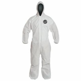 Dupont  Proshield&#174; 10 Coverall, Serged Seams, Attached Hood, Elastic Wrists and Ankles, Zipper Front, Storm Flap, White