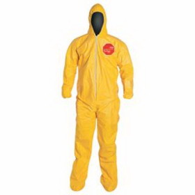 Dupont D13479600 Tychem 2000 Coveralls With Attached Hood And Socks, Large, Yellow