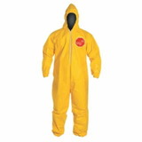Dupont  Tychem® 2000 Coverall, Serged Seams, Attached Hood, Elastic Wrists and Ankles, Zipper Front, Storm Flap, Yellow