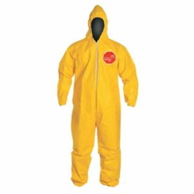 Dupont  Tychem&#174; 2000 Coverall, Serged Seams, Attached Hood, Elastic Wrists and Ankles, Zipper Front, Storm Flap, Yellow