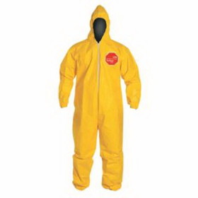 Dupont D13396899 Tychem 2000 Coveralls With Attached Hood, Serged Seams, Yellow, 3X-Large