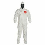 Dupont D13484251 Tychem Sl Coveralls Attached/Socks, L, Hood/Boots, Bound, Elastic Wrists, Zip