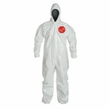 Dupont  Tychem® 4000 Coverall, Taped Seams, Attached Hood, Elastic Wrists and Ankles, Zipper Front, Storm Flap, White