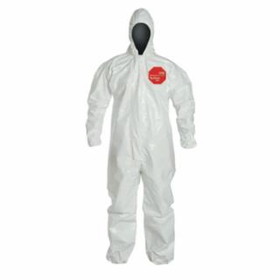 Dupont  Tychem&#174; 4000 Coverall, Taped Seams, Attached Hood, Elastic Wrists and Ankles, Zipper Front, Storm Flap, White