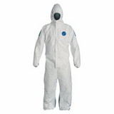Dupont D14786722 Tyvek 400D Coveralls With Attached Hood, Blue/White, Medium