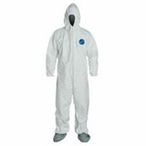 Dupont D13398100 Tyvek 400 Coverall With Attached Hood And Boots, White, Large