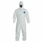 Dupont D13398165 Tyvek 400 Hooded Coverall W/Elastic Wrists/Ankles, White, Medium