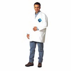 Dupont D13493883 Tyvek Lab Coats No Pockets Knee Length, Small, White