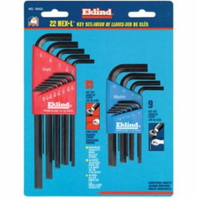 Eklind Tool 269-10022 22-Pc Short & Long L-Wrench Hex Key Set Inch &