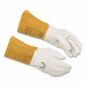 Deersosoft 10-2304M Deersosoft Deerskin/Split Cowhide Mig/Tig Welding Gloves, Medium, Tan/White, Gauntlet Cuff