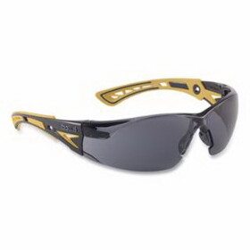 Bolle Safety 40244 Rush+ Series Safety Glasses, Smoke Lens, Platinum&#174; Anti-Fog, Yellow/Black Frame