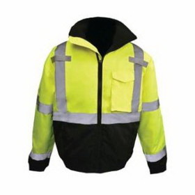 Radians SJ11QB-3ZGS-2X SJ11QB High Visibility Weatherproof Bomber Jacket with Quilted Built-in Liner, Hi-Vis Green, Black Bottom, 2X