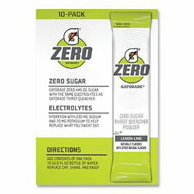 Gatorade 05023 G Zero Powder Stick, 0.10 oz Volume, 16.9 oz Yield, Lemon-Lime