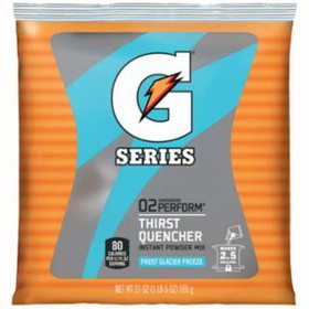 Gatorade 308-33677 G Series 02 Perform Thirst Quencher Instant Powder, 21 Oz, Pouch, 2.5 Gal Yield, Glacier Freeze