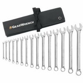 Gearwrench 329-81918 15 Pc Long Pattern Combination Wrench Sets, 12 Point, Inch, Vinyl Roll