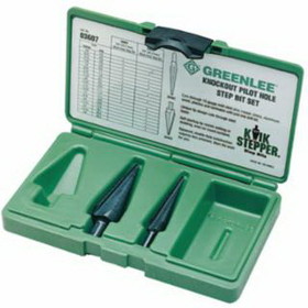 Greenlee 332-35884C Kwik Stepper Step Bit Kit, 1/8 In To 1-1/8 In Cutting Dia, 3 To 13 Steps, Case