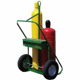 Saf-T-Cart 339-552-16 400 Series Carts, Holds 2 Cylinders, 9.5"-12.5" Dia., 16" Pneum.Wheels, 62" H