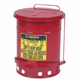 Justrite 09700 Red Oily Waste Cans, Foot Operated Cover, 21 Gal, Red