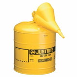 Justrite 400-7150210 5 Gallon Yellow Type I Safety Can W/Poly Funnel