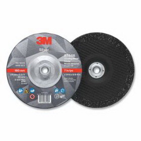 3M 051125-87448 Silver Depressed Center Grinding Wheel, 7 In Dia, 1/4 In, 5/8-11 In Arbor, 36 Grit