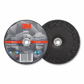 3M 051125-87455 Silver Depressed Center Grinding Wheel, Precision Shaped Ceramic, 4 In Dia, 0.375 In Arbor, 36 Grit, Center Hole Mounting