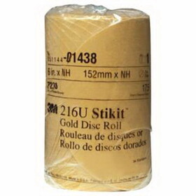 3M 051144-01438 Stikit Gold Disc Rolls 216U, Aluminum Oxide, 6 In Dia., 220 Grit
