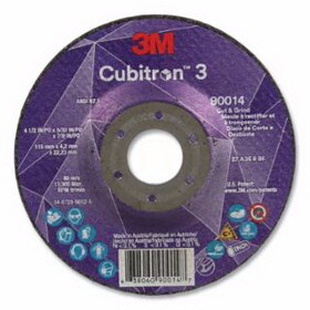 3M 638060-90014 Cubitron&#153; 3 Cut and Grind Wheel, 4-1/2 in dia x 5/32 in Thick x 7/8 in Arbor, 36+ Grit, T27