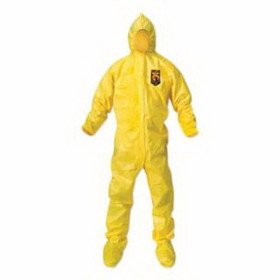 Kimberly-Clark 00684 Kleenguard A70 Chemical Splash Protection Coveralls, Yellow, Xl, Hood/Boots