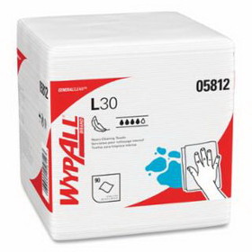 Kimberly-Clark Professional 05812 WypAll* L30 Wipers, White, 12 in W x 12-1/2 in L, 1/4 Fold, 90 per Pack/ 12 Pack per Case