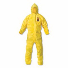 Kimberly-Clark 09814 Kleenguard A70 Chemical Splash Protection Coveralls, Yellow, Xl, Hood