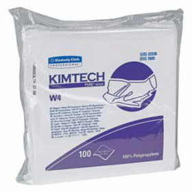 Kimberly-Clark 33330 Kimtech W4 Critical Task Wipers, Flat Double Bag, 12X12, White