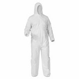 Kimberly-Clark Professional 38941 KleenGuard™ A35 Economy Liquid & Particle Protection Coveralls, Zipper Front/Elastic Wrists/Ankles/Hood, White, 2XL