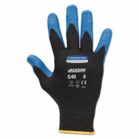 Kimberly-Clark Professional 40226 KleenGuard G40 Nitrile Foam Coated Gloves, 15 ga, Seamless Nylon Knit, 8/Medium, Black/Blue