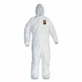 Kimberly-Clark 41504 Kleenguard A45 Breathable Liquid & Particle Protection Elastic Wrist/Ankle Coveralls, White, M, Hood/Fr Zipper