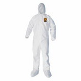 Kleenguard 412-44332-20 A40 Liquid & Particle Protection Coveralls, Zipper Front/Hood/Boots/Elastic Wrists/Ankles, White, Medium