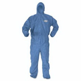 Kimberly-Clark 45022 Kleenguard A60 Hooded Coveralls With Elastic Wrists And Ankles, Blue, Medium