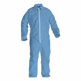 Kimberly-Clark 45313 Kleenguard A65 Flame Resistant Coveralls, Blue, Large, Zipper Front