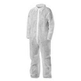 KleenGuard KGA10 Lightweight Coverall, Zip Front, Elastic Wrists, Open Ankle, White