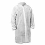 KleenGuard KGA10 Lab Coat, Spunbound Fabric, White, Snap Front, Collar, Elastic Wrist