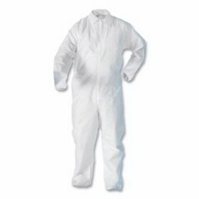 KleenGuard KGA20 Lightweight Coverall, Zip Front, Elastic Wrists, Open Ankle, White